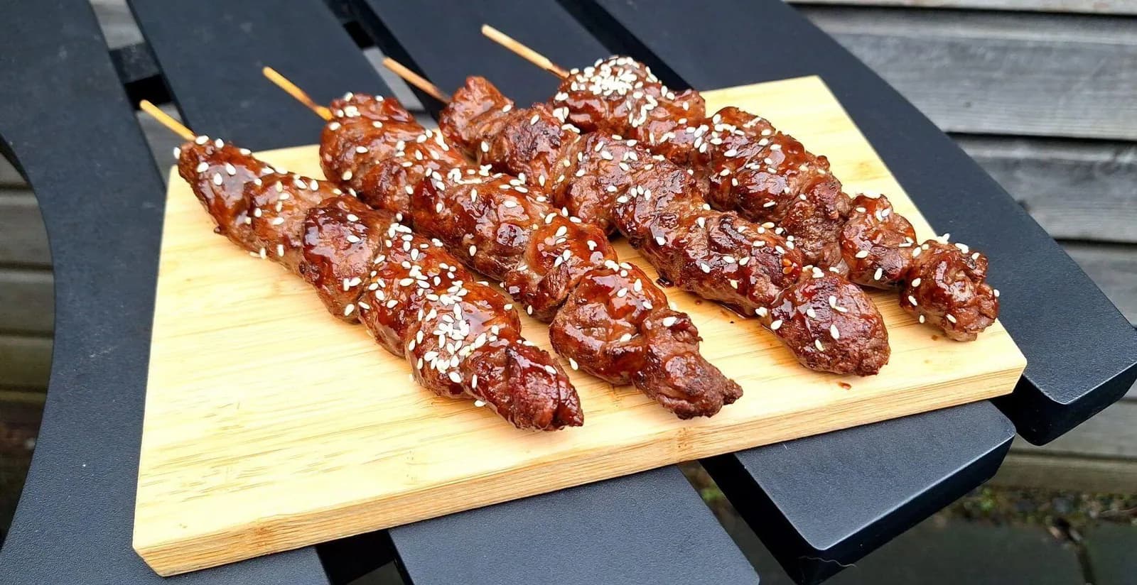 Asian-style BBQ bavette skewers