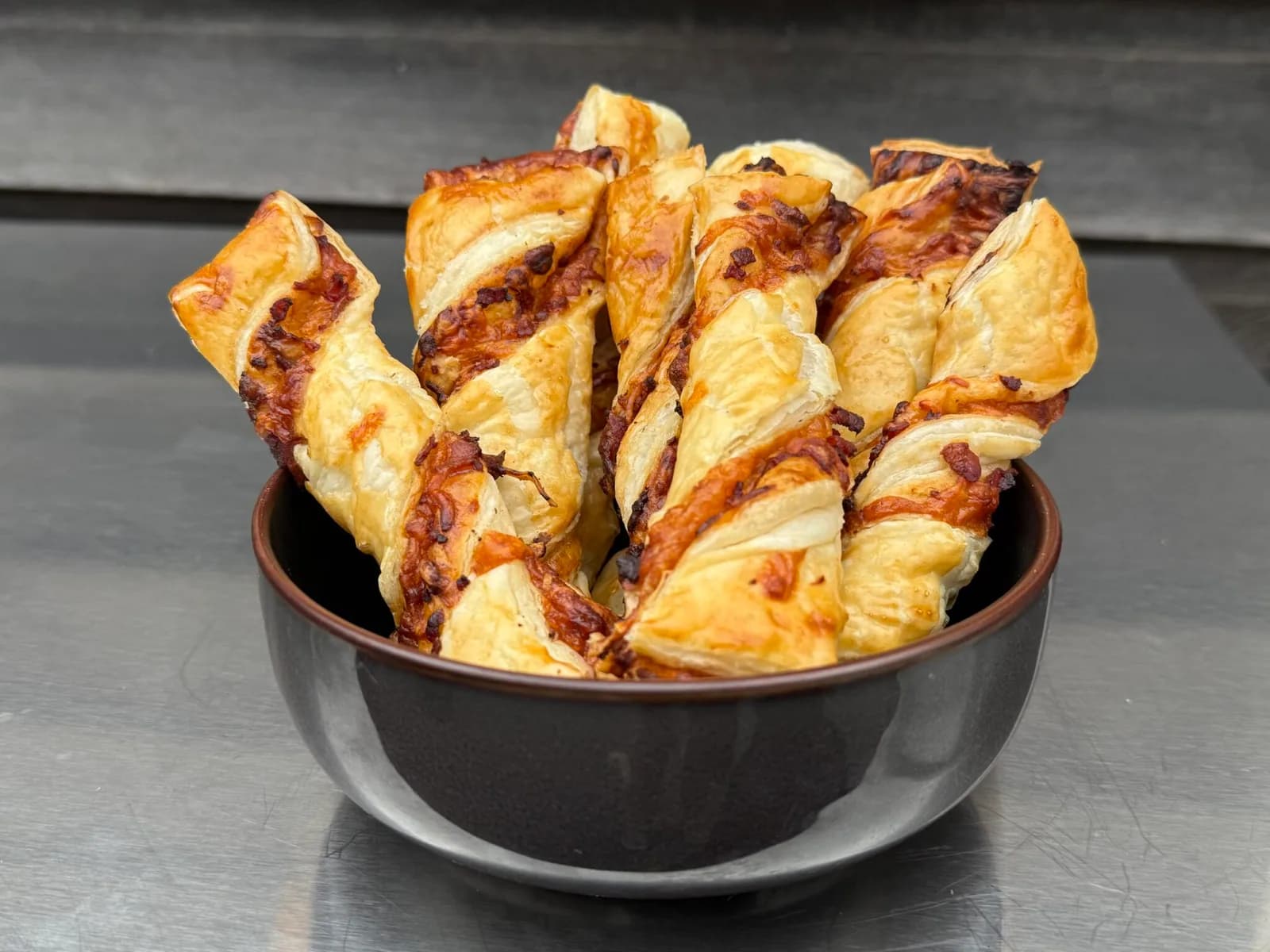 Bacon and cheddar pastry twists