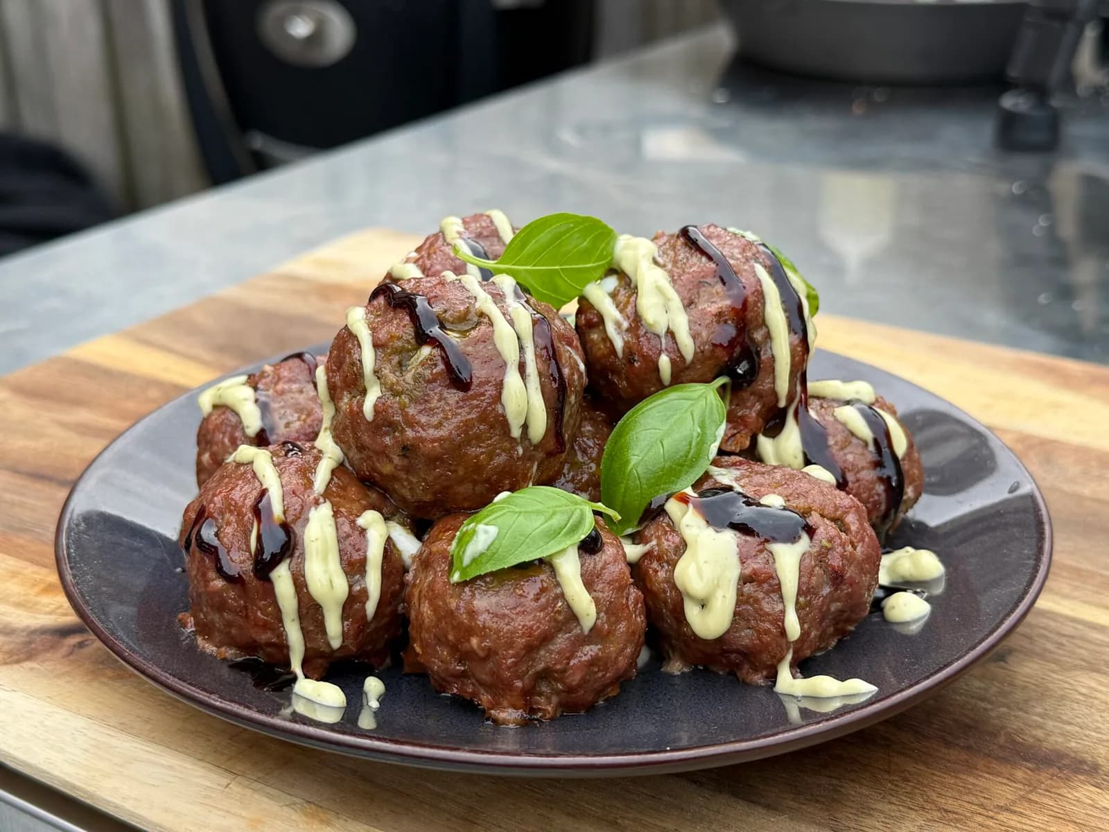 BBQ caprese meatballs