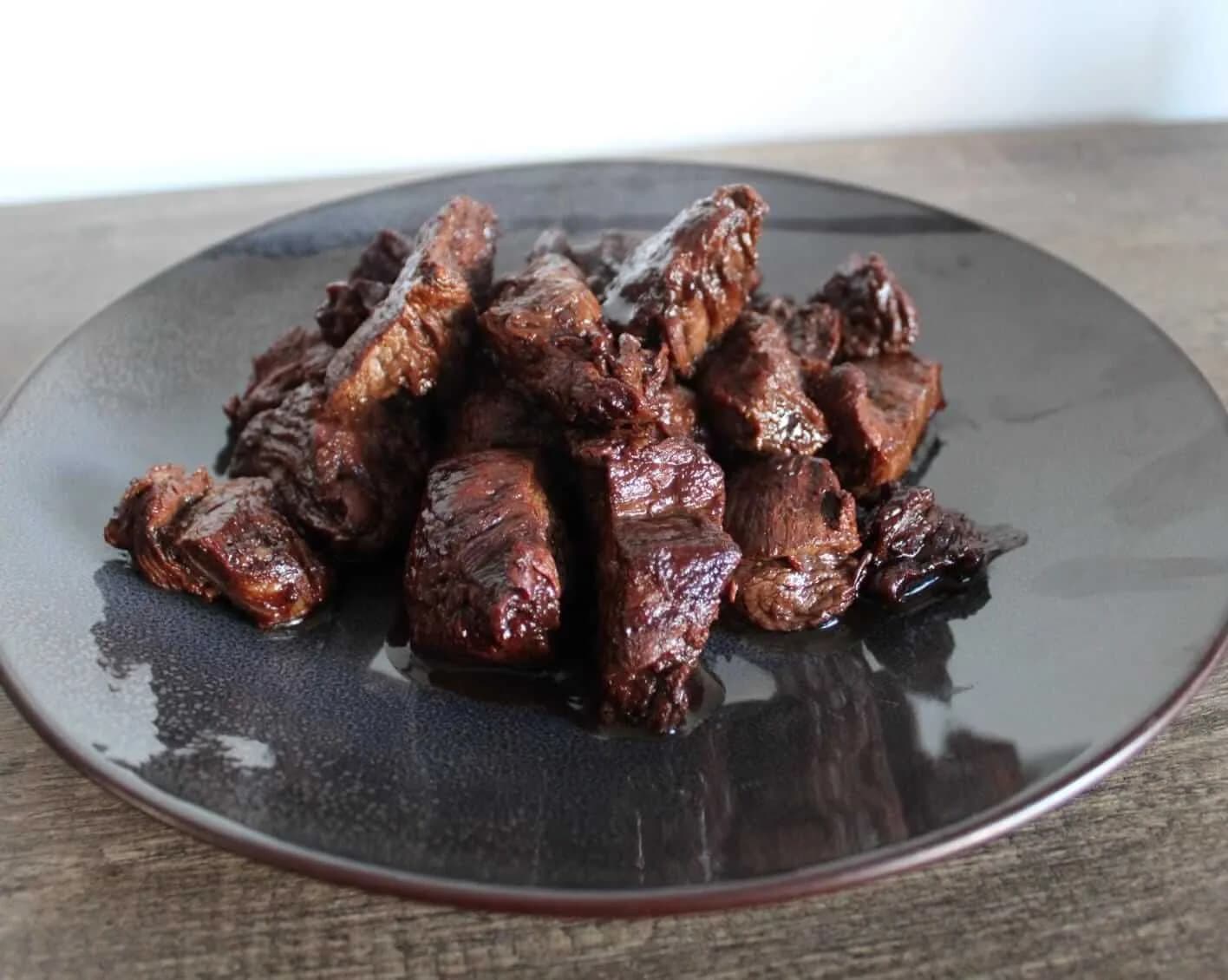Beef tenderloin tips in hoisin marinade