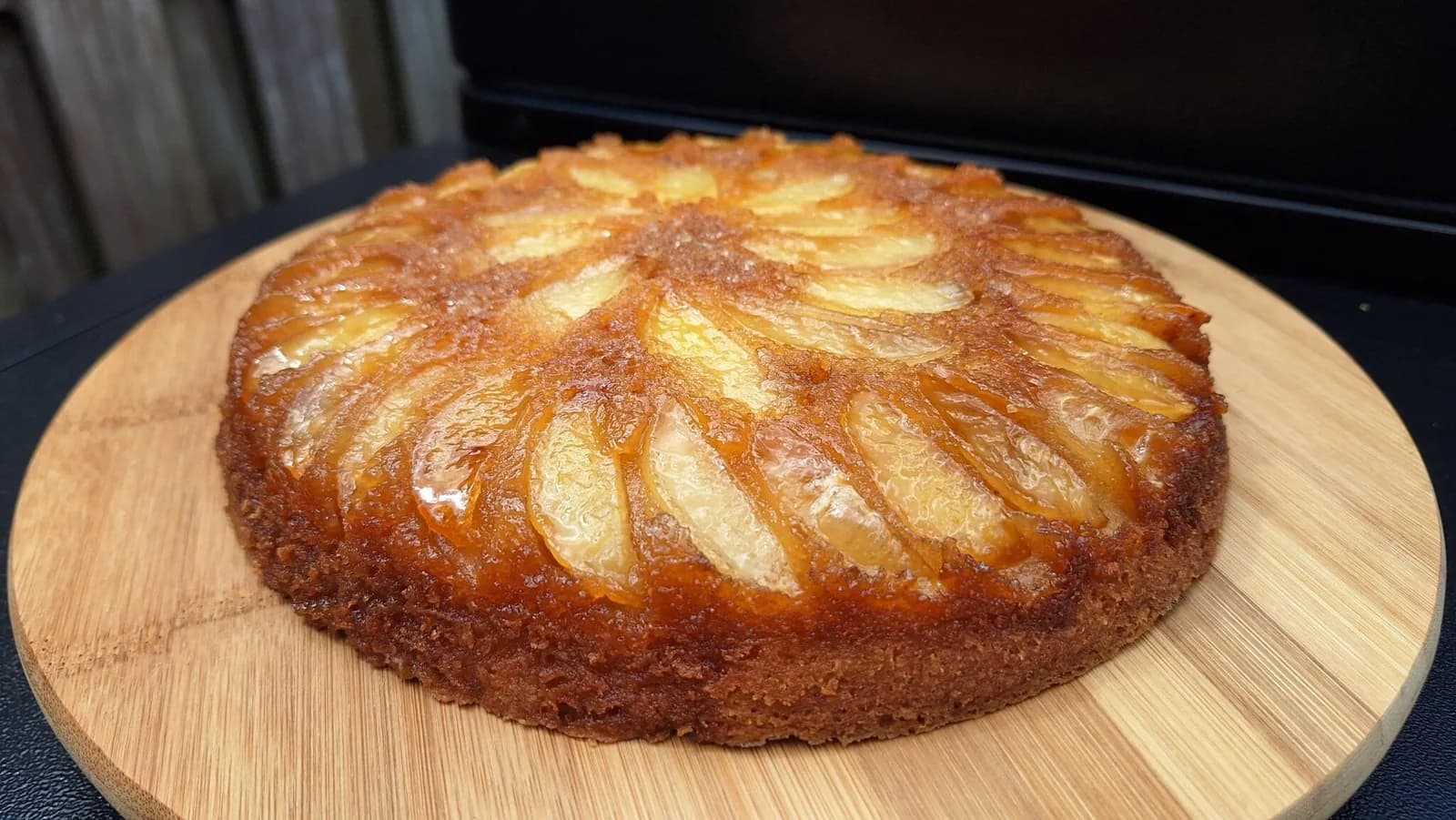 Peach upside-down cake