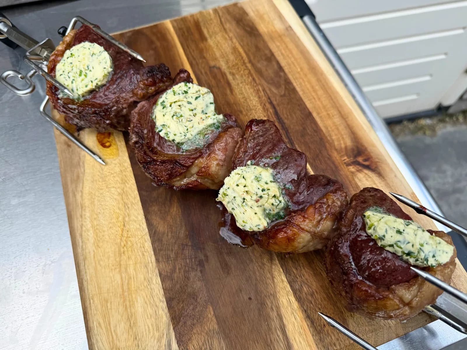 Rotisserie picanha churrasco with chimichurri butter