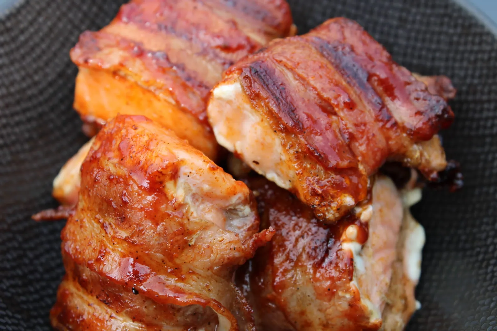 BBQ salmon and bacon bites