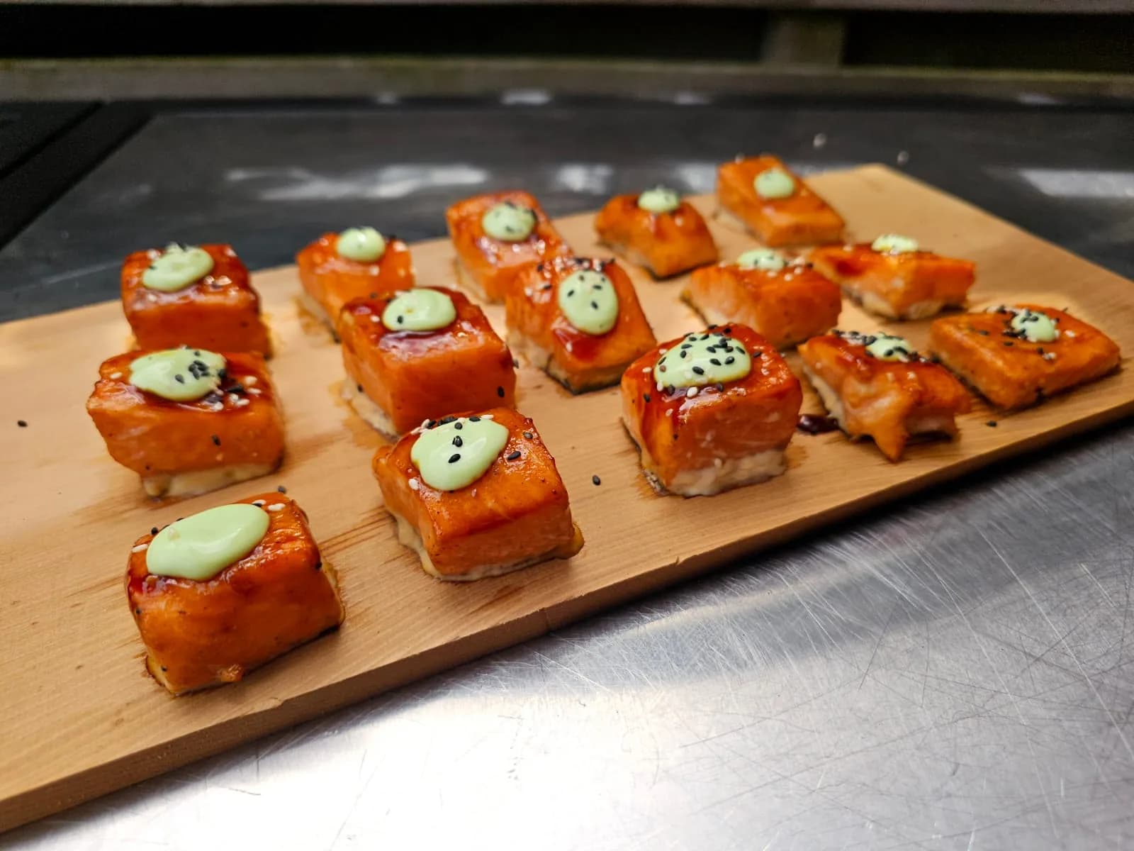 Asian-style BBQ salmon bites