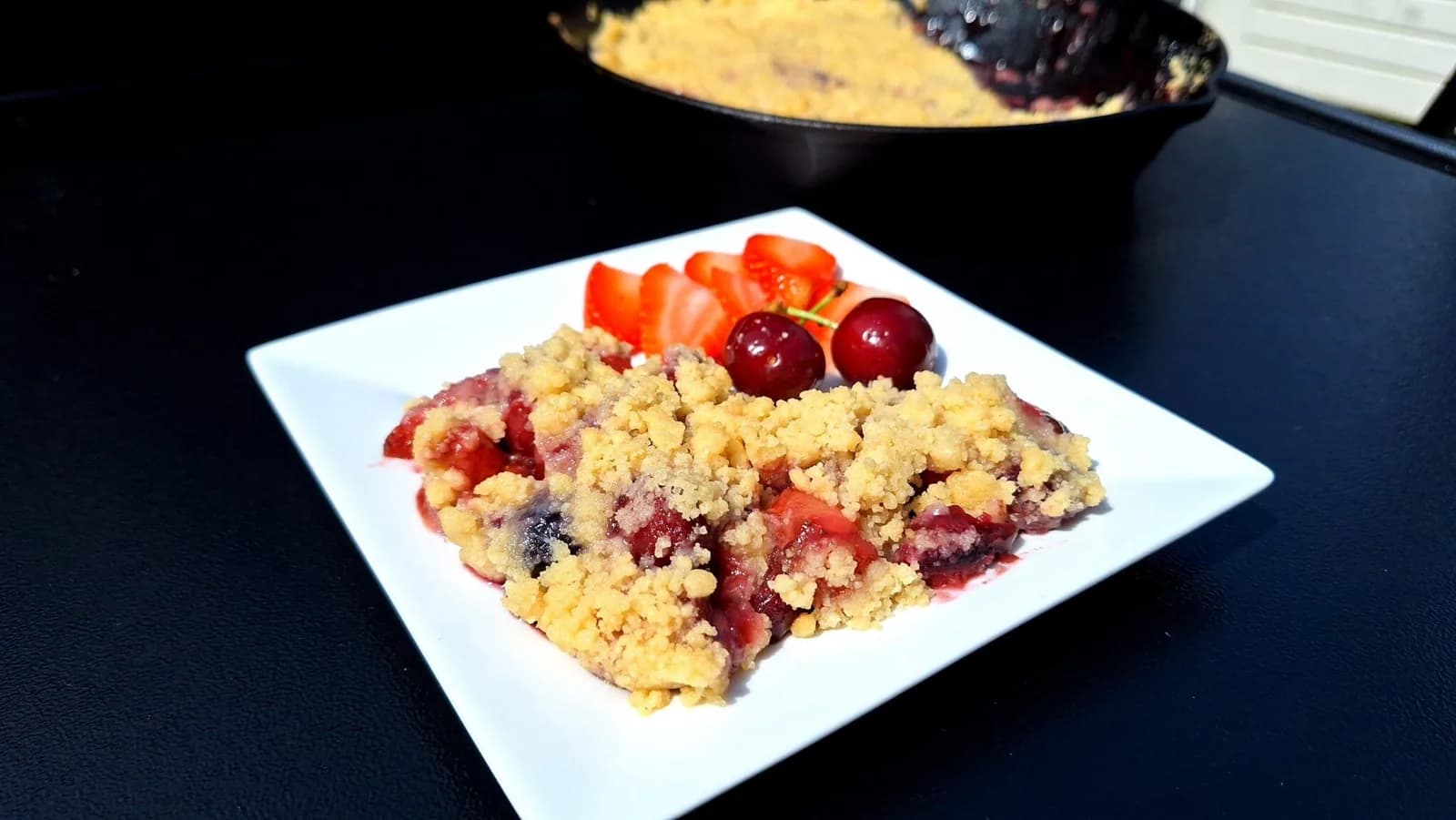 BBQ summer fruit crumble