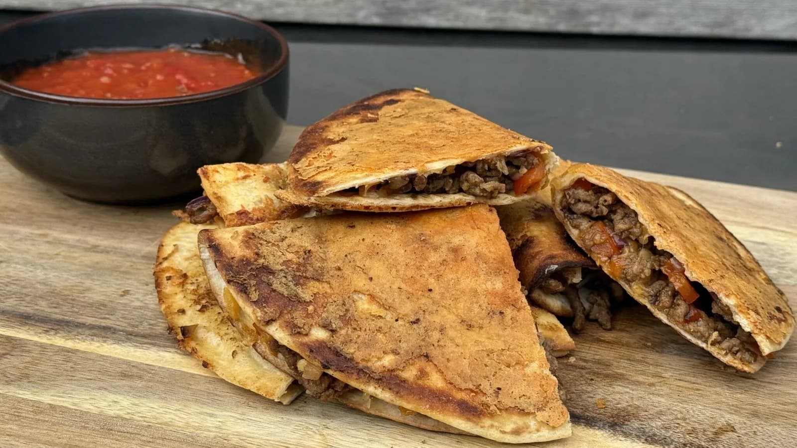 Inside-out quesadillas