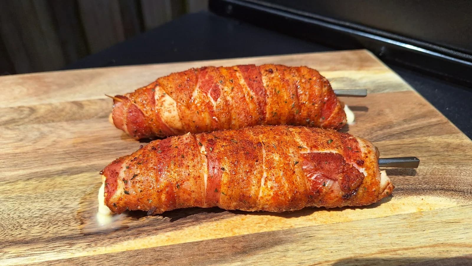 Bacon-wrapped chicken cordon bleu