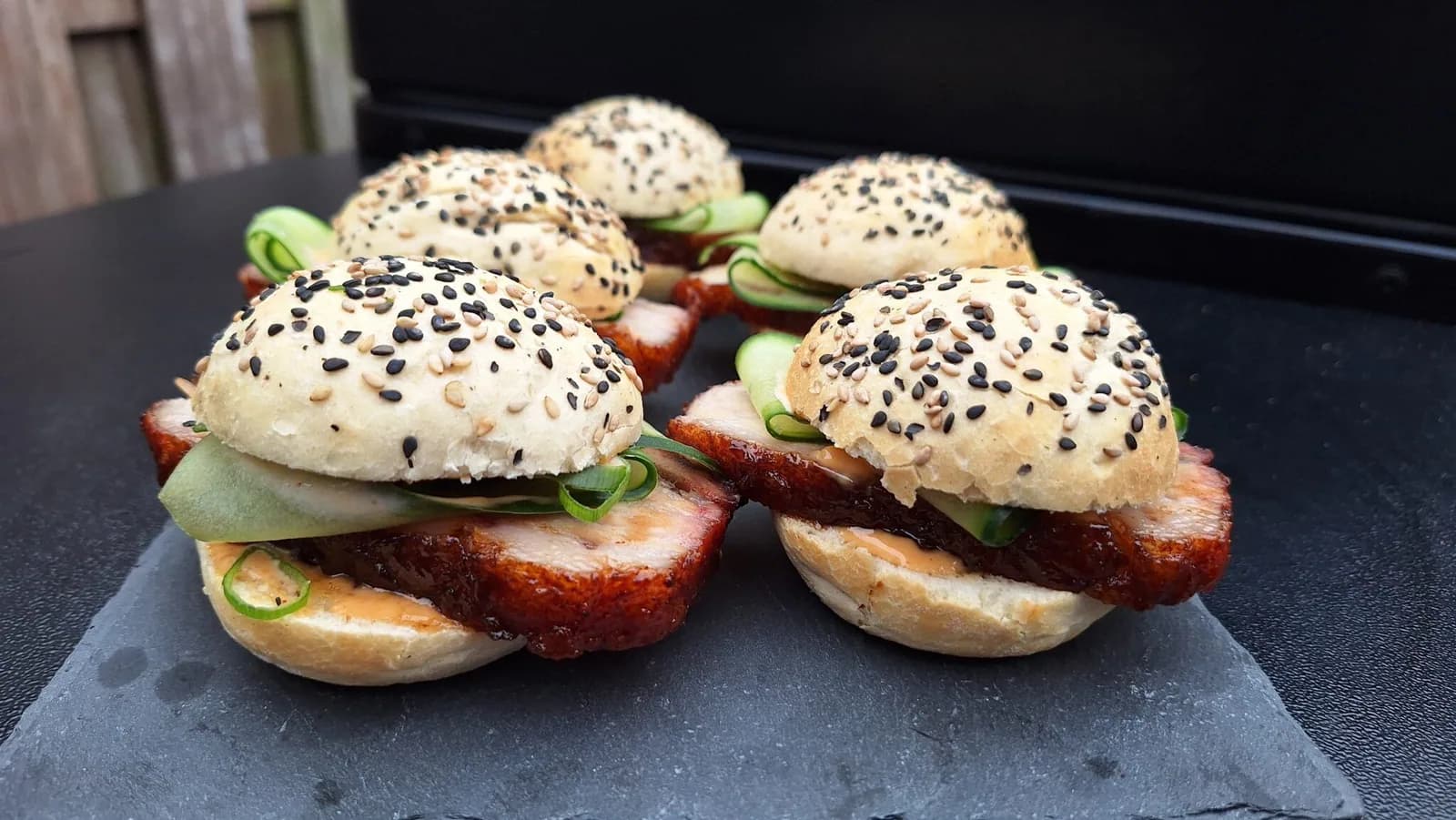 Asian-style pork belly sliders