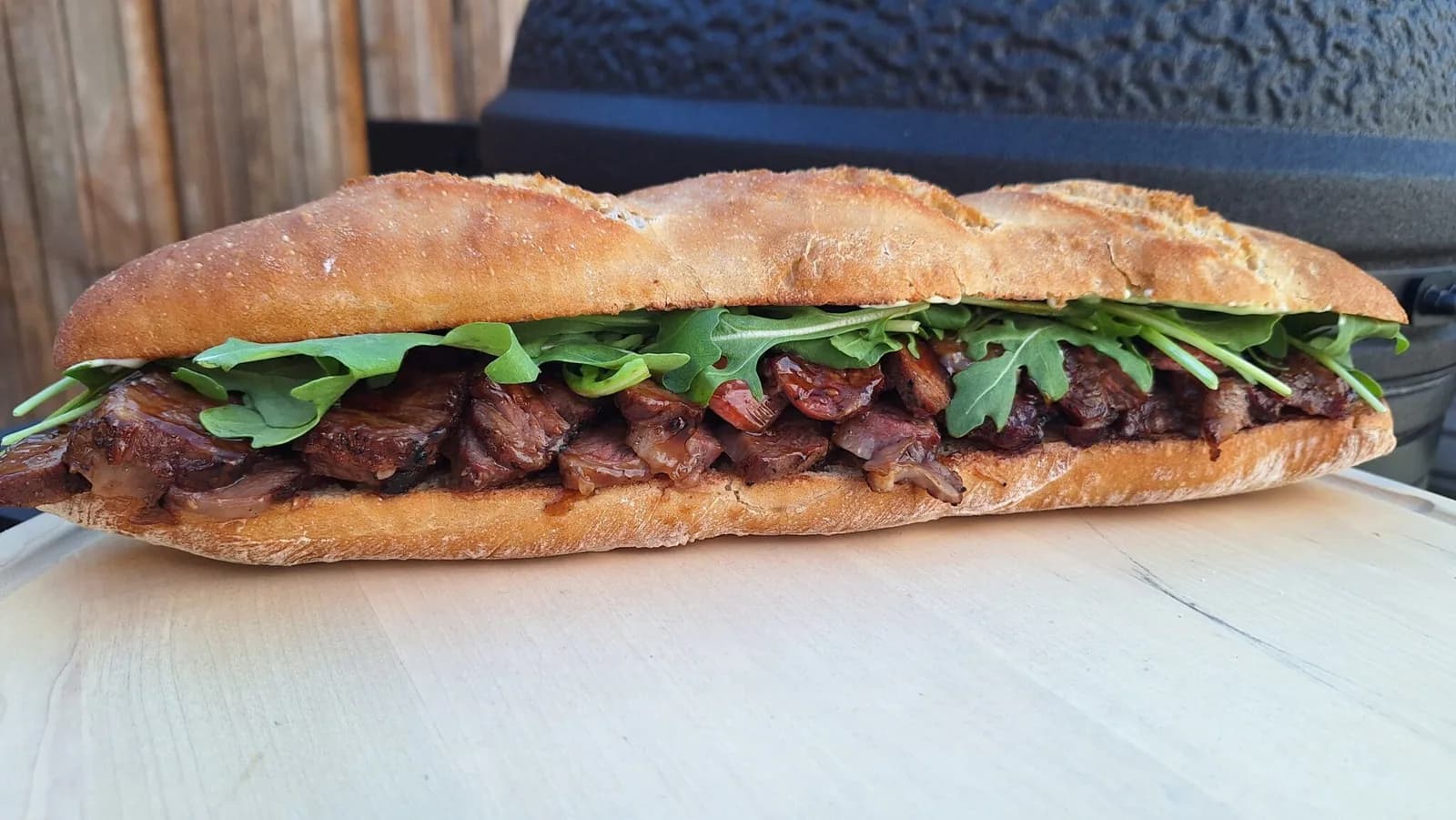 BBQ teriyaki steak sandwich